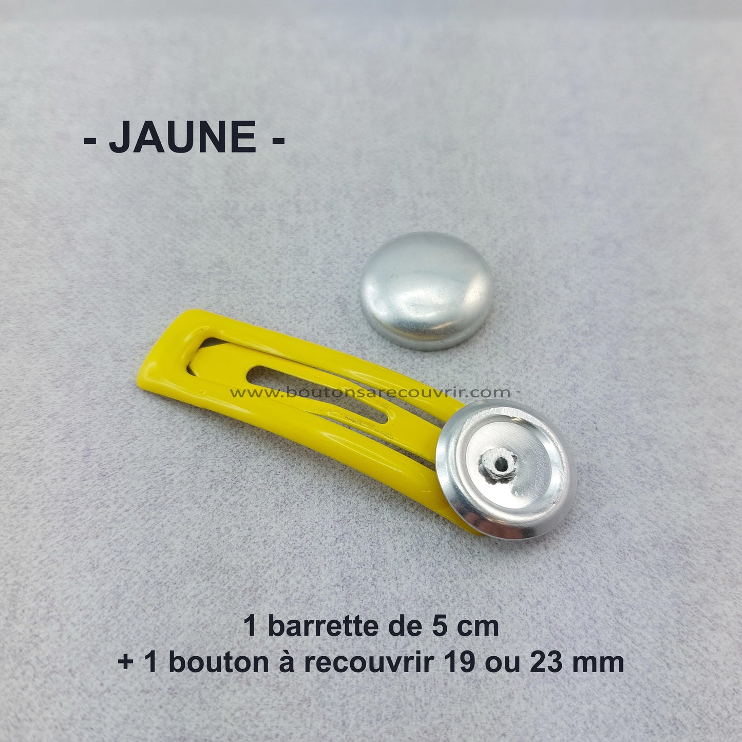 1 barrette de 5 cm - bouton à recouvrir 19 ou 23 mm - JAUNE