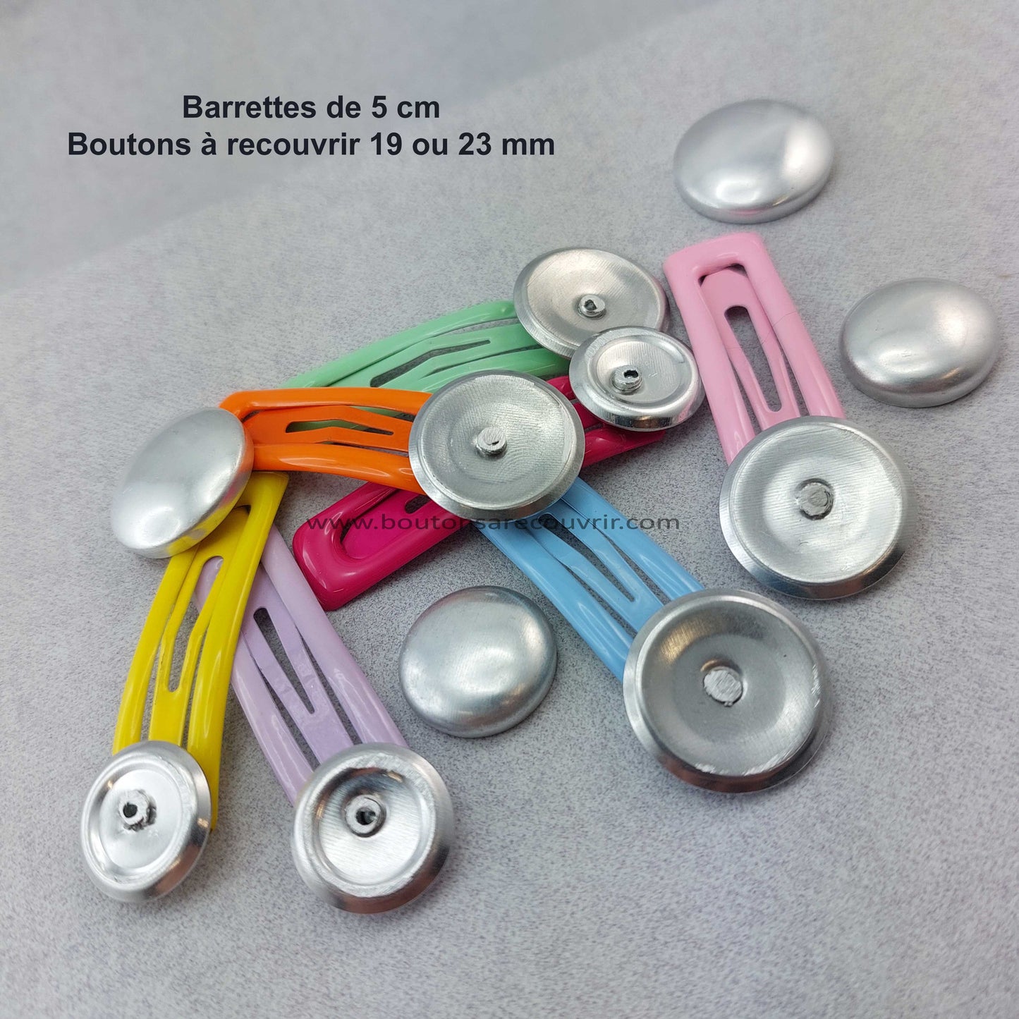 1 barrette de 5 cm - bouton à recouvrir 19 ou 23 mm - VERT TENDRE