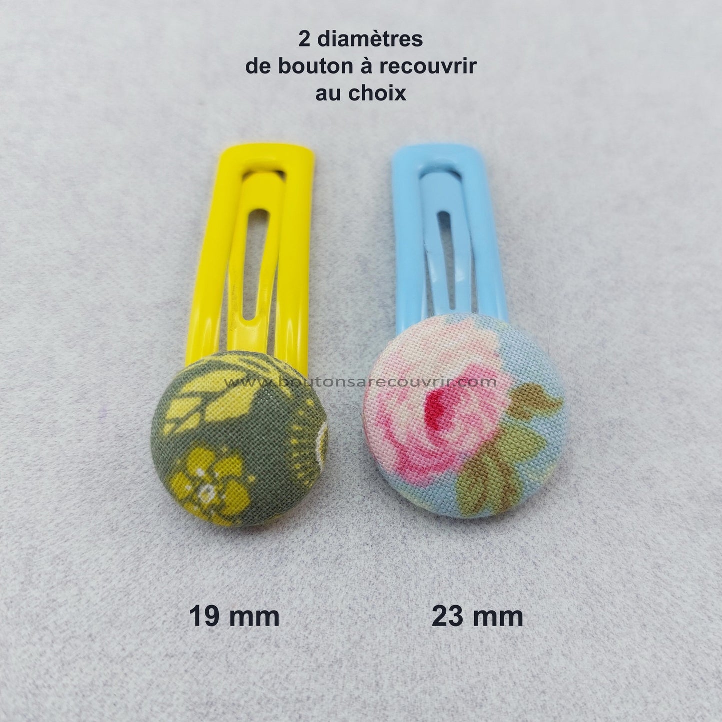 1 barrette de 5 cm - bouton à recouvrir 19 ou 23 mm - ROSE