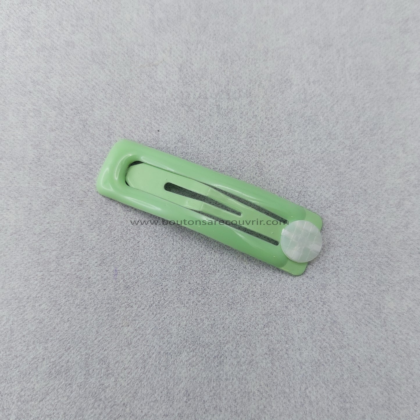 1 barrette de 5 cm - bouton à recouvrir 19 ou 23 mm - VERT TENDRE