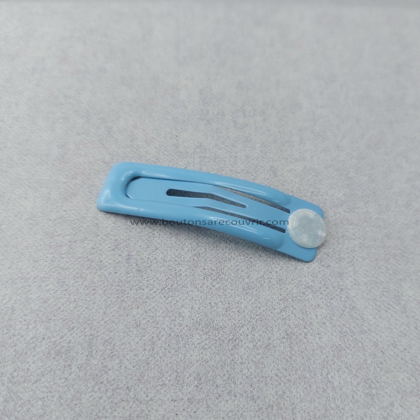 1 barrette de 5 cm - bouton à recouvrir 19 ou 23 mm - BLEU