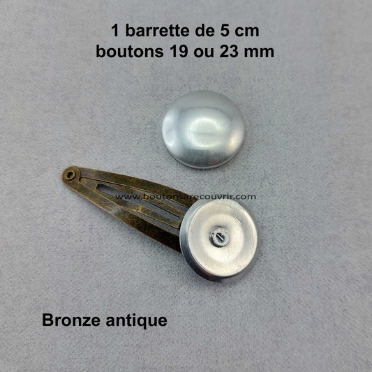 1 barrette de 5 cm - bouton à recouvrir 19 ou 23 mm - Bronze antique