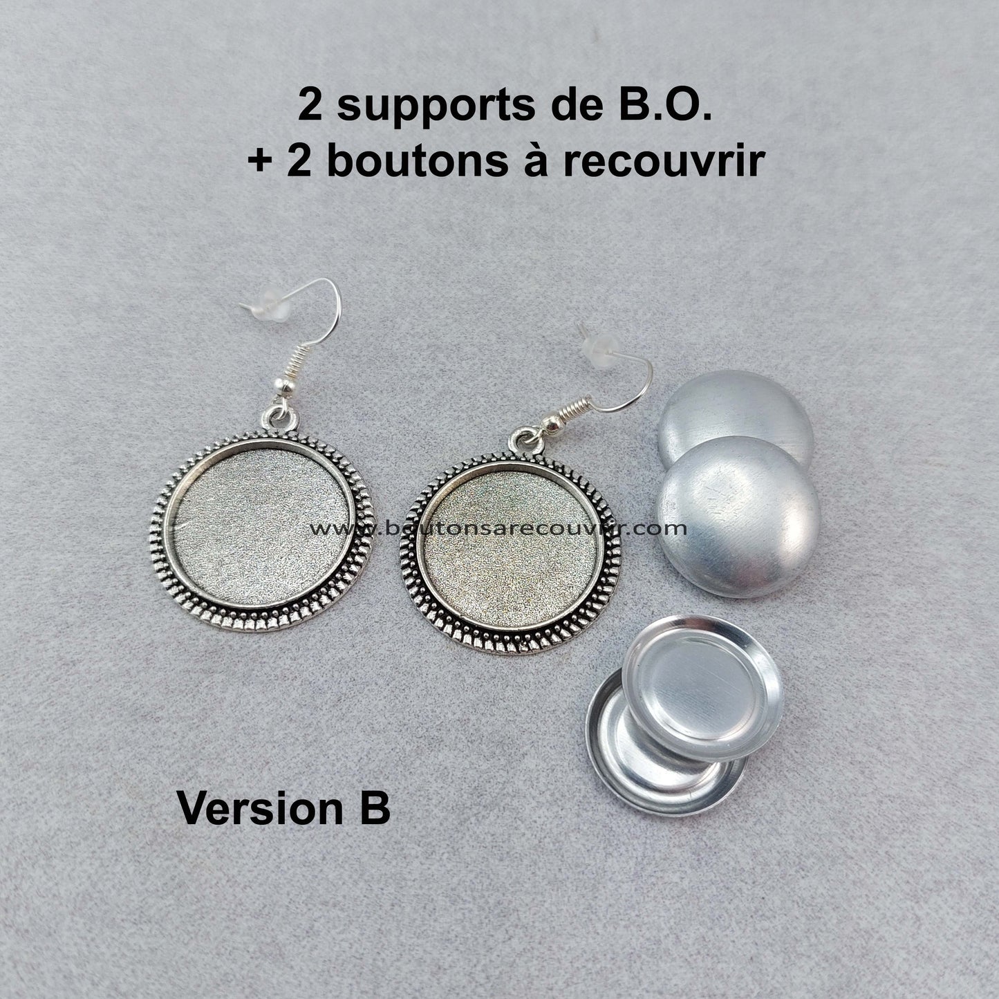 ECU argenté antique | Boucles d'oreilles à recouvrir