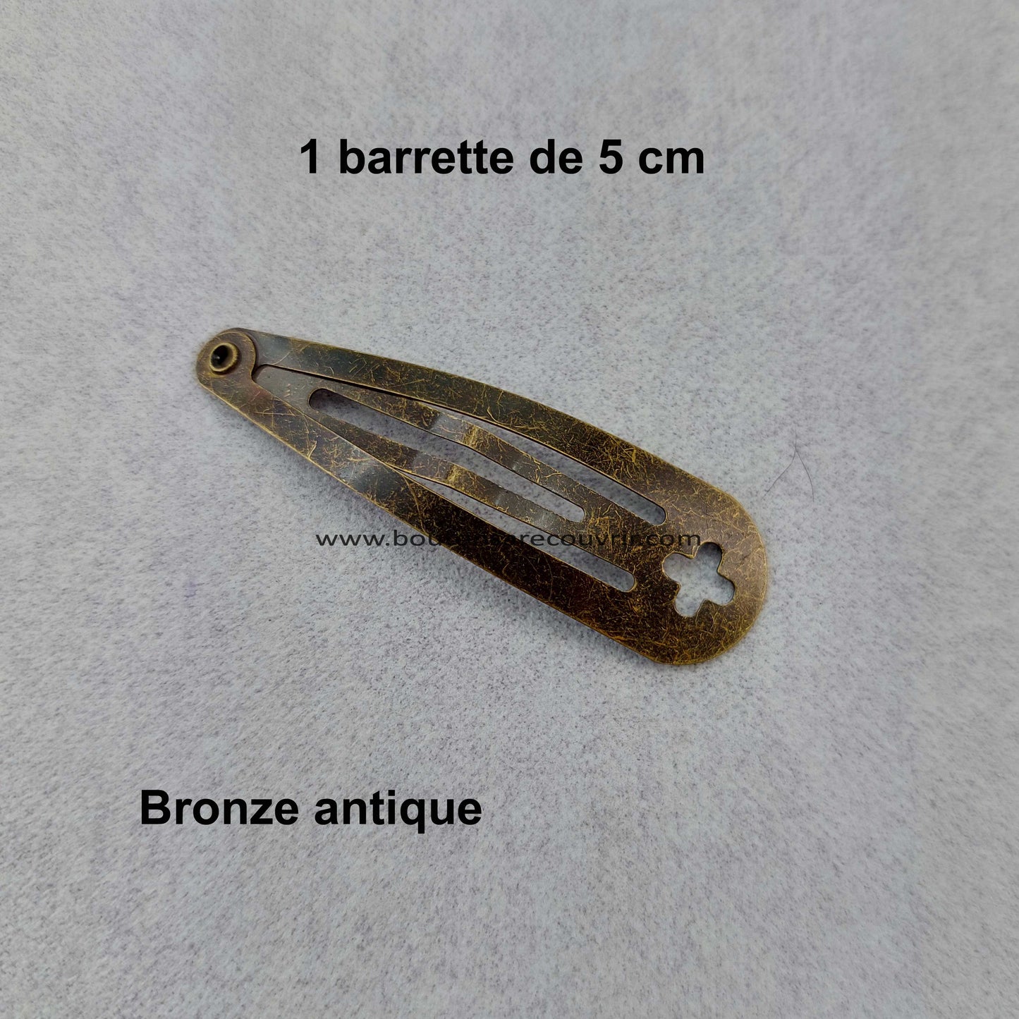 1 barrette de 5 cm - bouton à recouvrir 19 ou 23 mm - Bronze antique