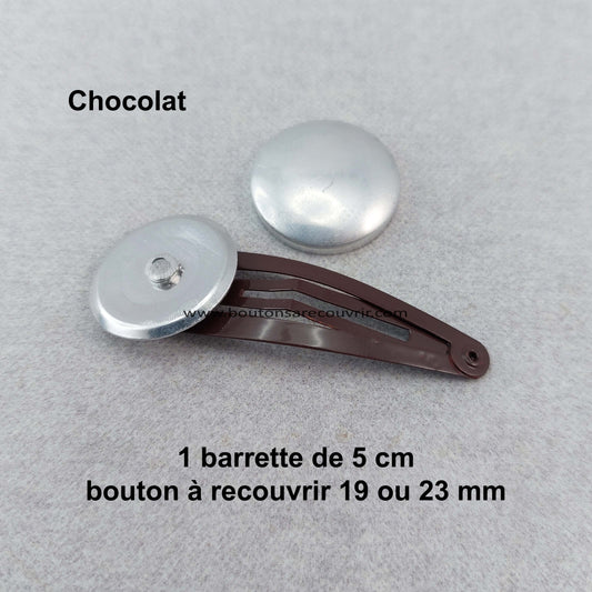 1 barrette de 5 cm - bouton à recouvrir 19 ou 23 mm - CHOCOLAT