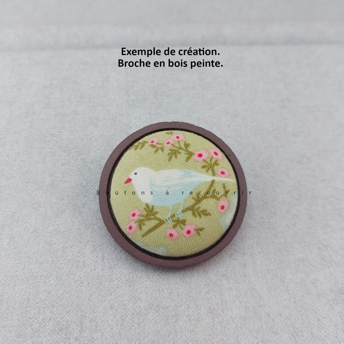 BOIS I Broche bouton à recouvrir