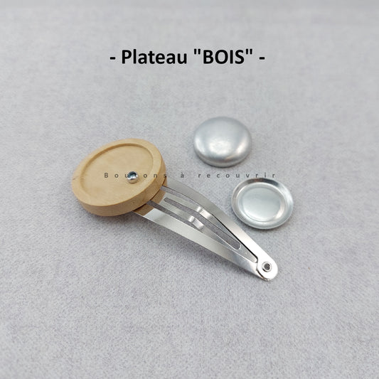 Barrette - Boutons à recouvrir avec plateau "BOIS"