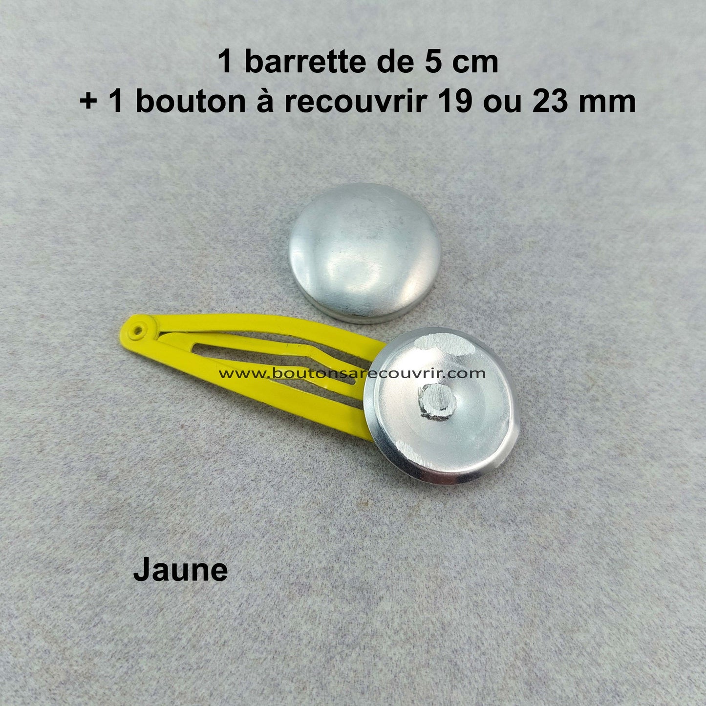 1 barrette de 5 cm - bouton à recouvrir 19 ou 23 mm - JAUNE