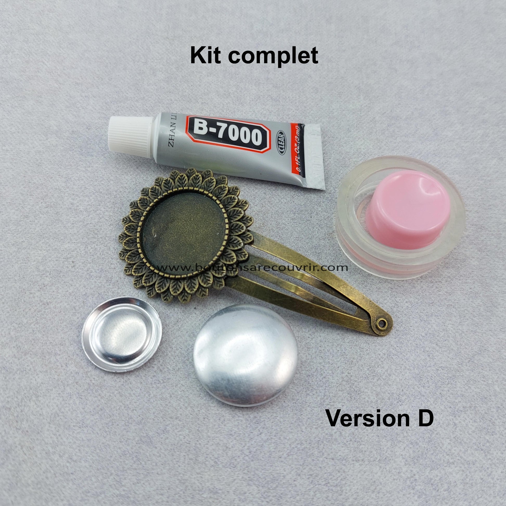 Barrette à cheveux bouton à recouvrir 19 mm kit complet