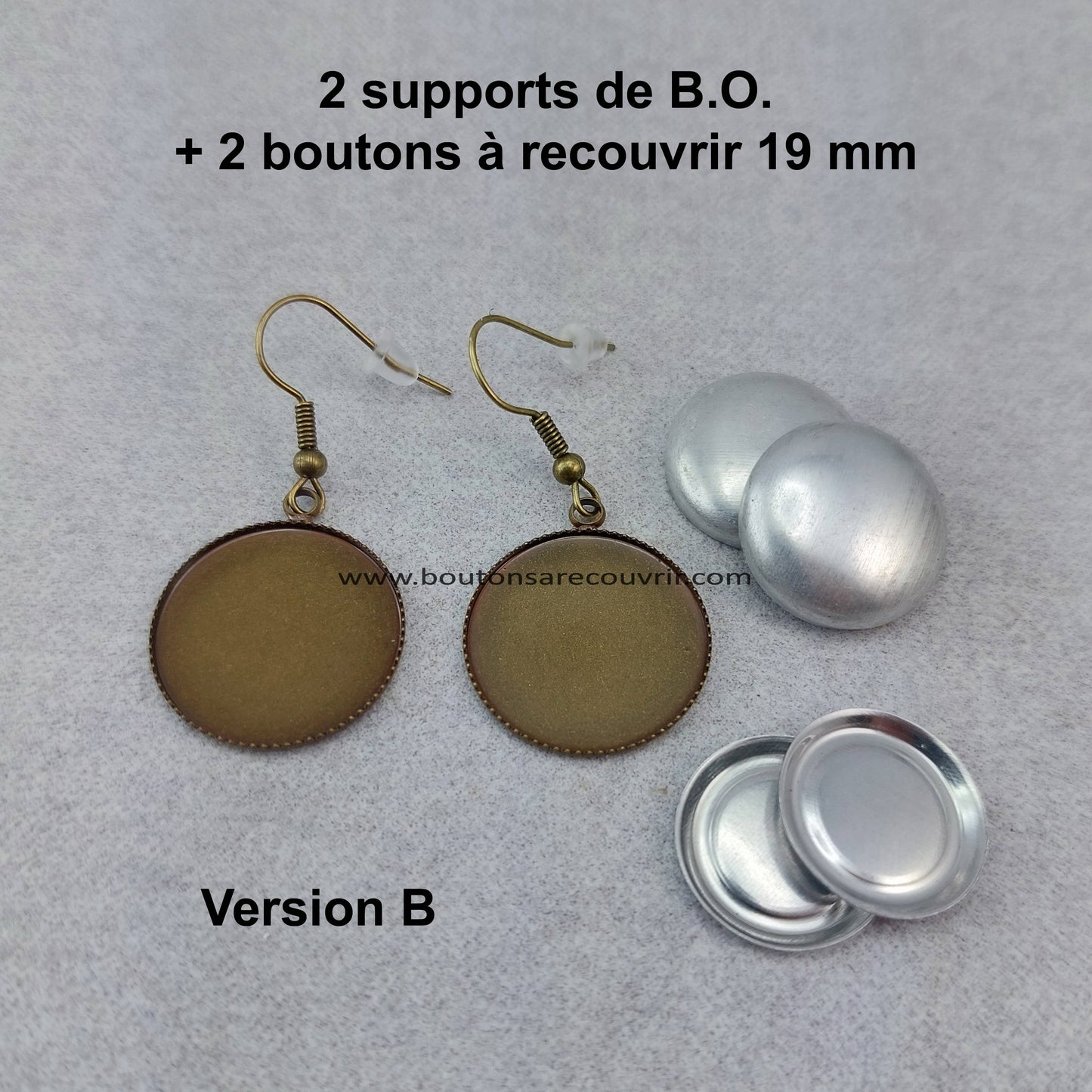 Boucles d'oreilles - boutons à recouvrir et cabochon en verre