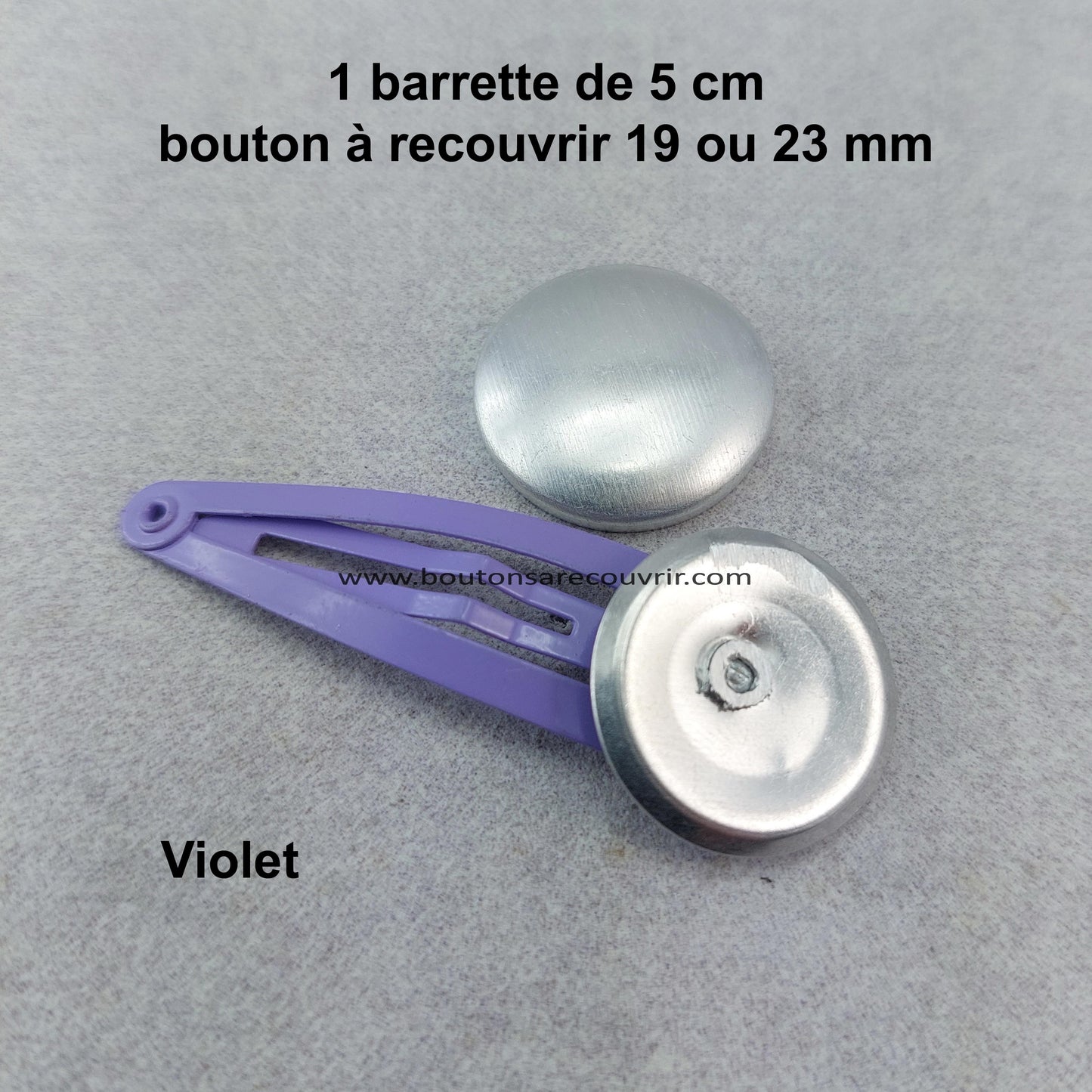 Barrette violette de 5 cm - bouton à recouvrir