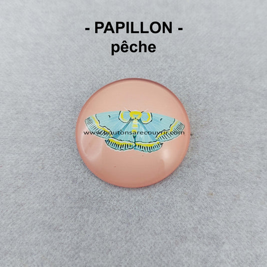 PAPILLON Pêche | Cabochon en verre
